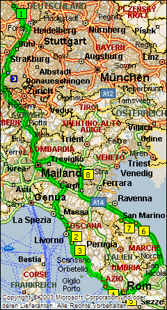 Gensingen-Pisa-Cesina-Rom-San Marino-Gardasee